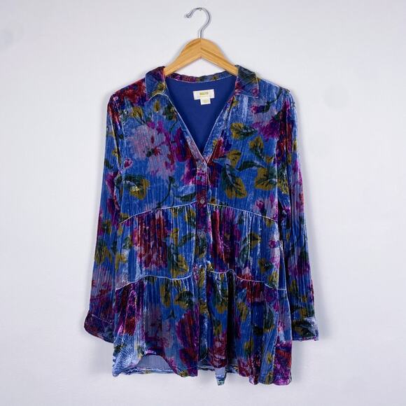 Maeve Anthropologie Reverie Tiered-Velvet Tunic XS - Picture 3 of 8